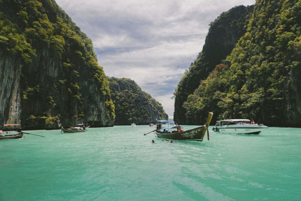 Lake with boats