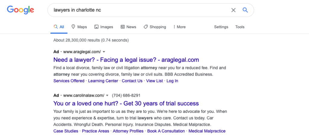 google-ads-example charlotte ppc advertising lazarus charlotte paid ads